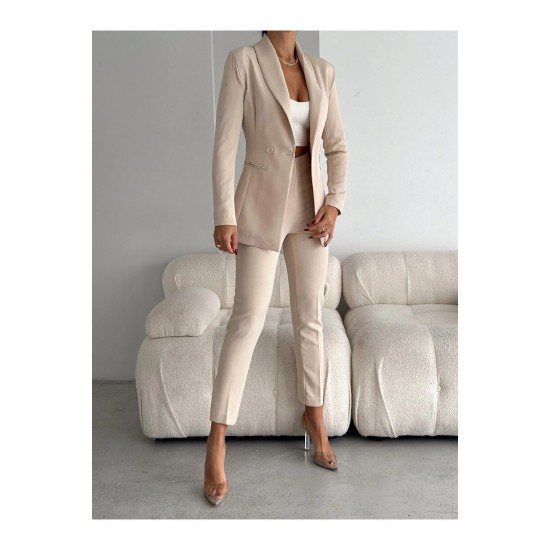 Дамски костюм с панталон и сако, Vitalite, Бежов