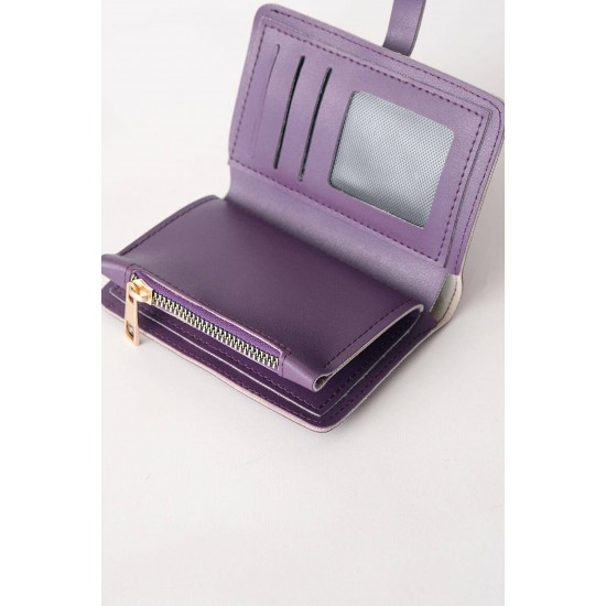 Дамски портфейл, Лилав, 14х10 cm, GOLDY